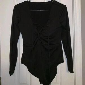 Black Lace Up Bodysuit